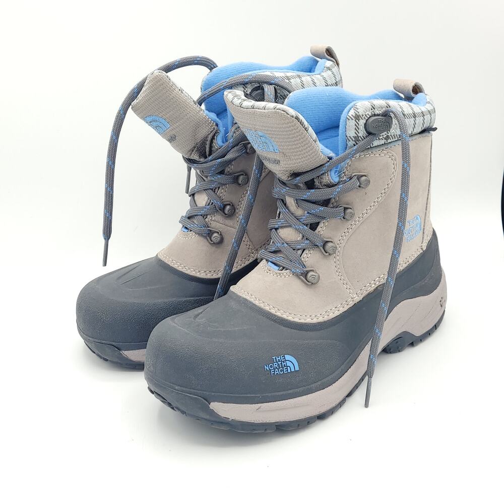 The North Face Winter Snow Hiking Boots blue Gray suede girls size 5
